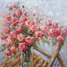 Roses on a chair by Emilia Milcheva - full artwork