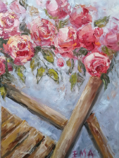 Roses on a chair by Emilia Milcheva - detail