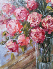 Roses on a chair by Emilia Milcheva - detail